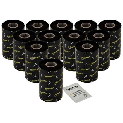 Zebra Z4000 Compatible Premium Resin Enhanced Wax Barcode Ribbon, Box of 12